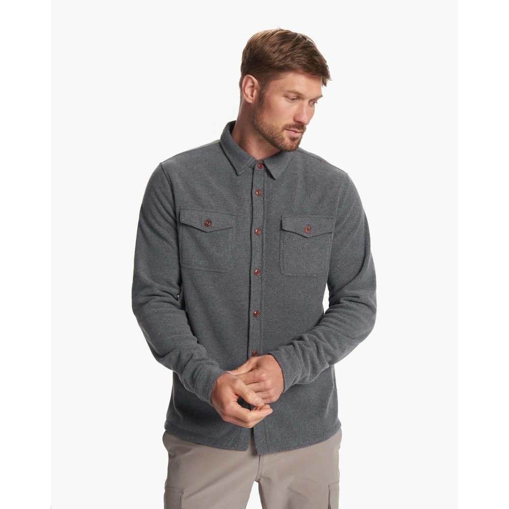 Vuori Aspen Shirt Jacket Men XL Gray Fleece Button Front Lightweight Sherpa V237